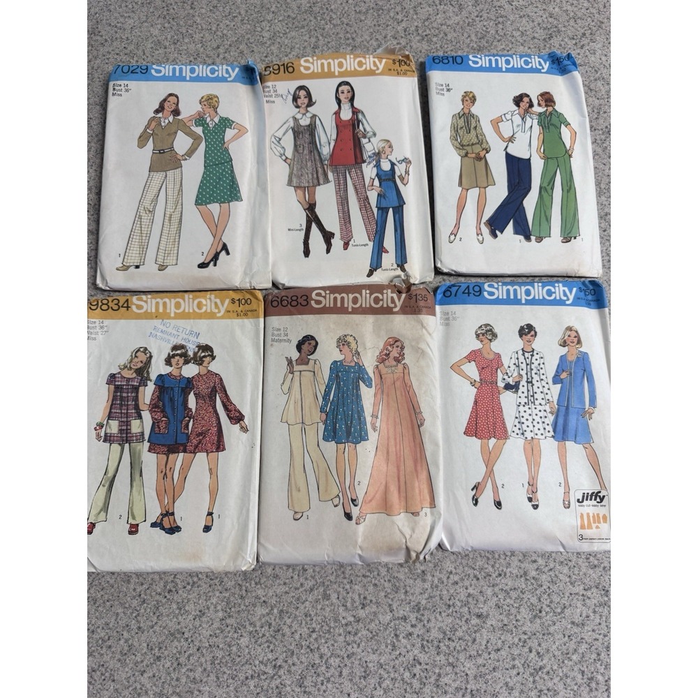 Vintage 1970's Simplicity Sewing Patterns